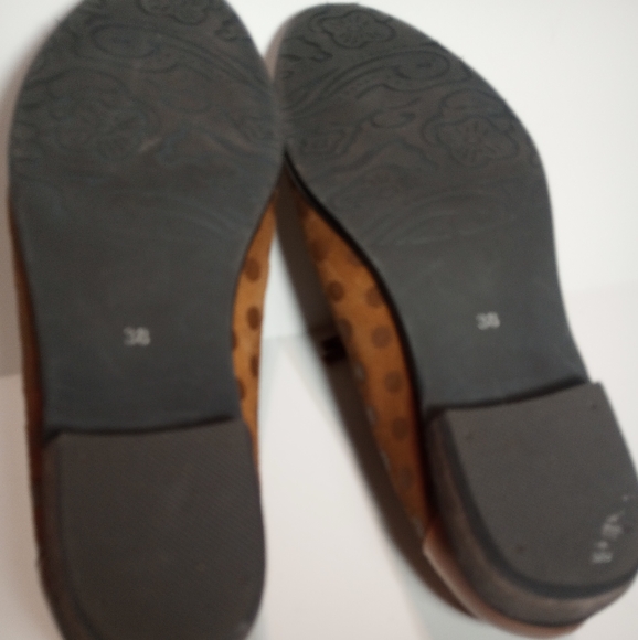 L'ARTISTE by Spring Step Klasik Camel Polka Dot Suede Tasseled Loafers SZ 38 - Picture 9 of 10